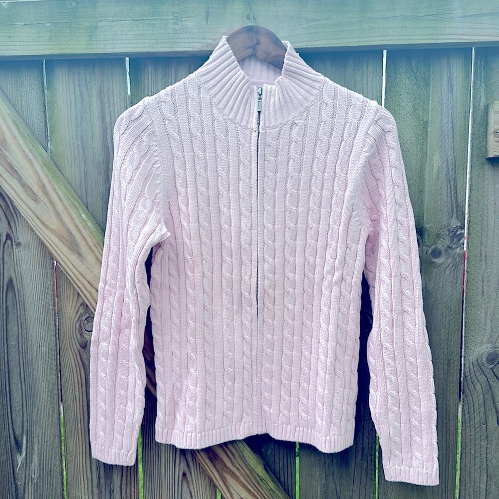 L.L. Bean Pink Cable Knit Sweater
